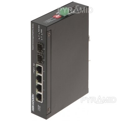 SWITCH HIKVISION INDUSTRIALE 4P GIGABIT + 2 UPLINK GIGABIT SFP BUDGET POE 60W L2 UNMANAGED - DS-3T0506HP-E/HS
