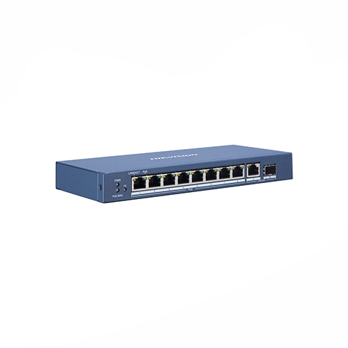 SWITCH HIKVISION L2, Unmanaged, 8 Gigabit POE ports,1 Gigabit RJ45 uplink port,1 Gigabit SFP uplink port,120W - DS-3e0510p-e
