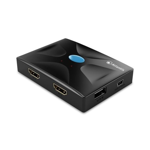 [COM-22602] KVM HDMI ATLANTIS P021-MTHK02 SWITCH USB Tastiera, Mouse, video HDMI a 2 porte Ingresso/Uscita Include 2 cavi di collegam.