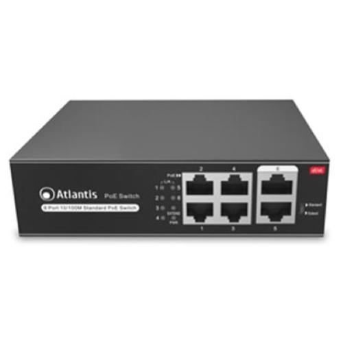 [COM-22714] ATLANTIS SWITCH PoE A02-F6P4-65W 6 Porte 10/100Mbps di cui 4 PoE sino a 60W (65W tot) include KIT Montaggio a Muro (Wall Mount)
