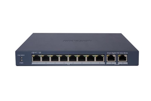 [COM-37093] SWITCH HIKVISION L2,Smart managed,8 Gigabit POE ports,2 Gigabit RJ45,5 802.3af/at,PoE power 60W