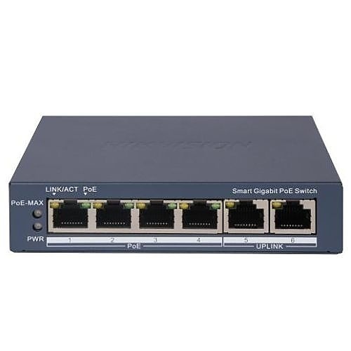 [COM-37374] SWITCH HIKVISION L2,Smart managed,4 Gigabit POE ports,2 Gigabit RJ45,802.3af/at,PoE power 45W