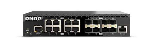 [COM-42821] QNAP SWITCH Management 16 port of 10GbE port speed, 8 port SFP+, 8 port  10gbE RJ45, half-rackmount design QSW-M3216R-8S8T